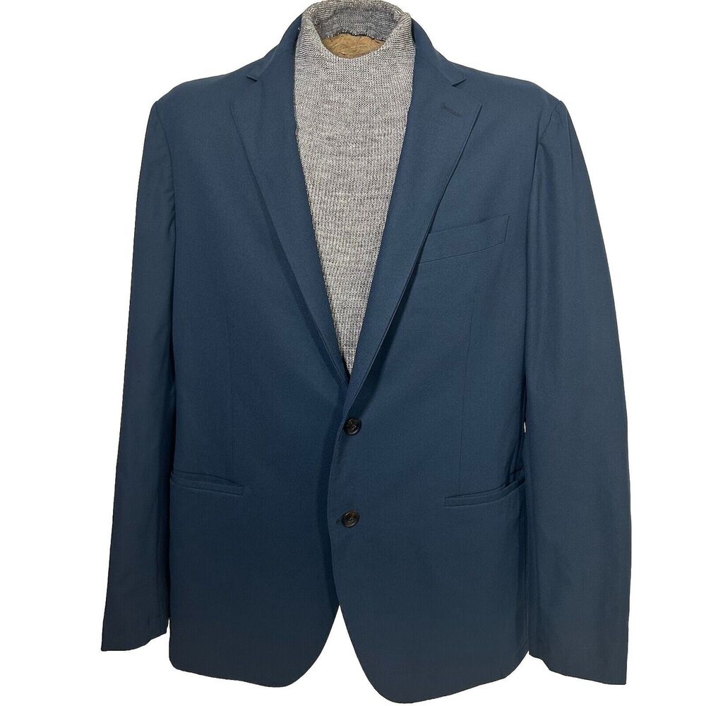 Sene Unstructured Sport Coat Blazer Jacket Sz 44 Blue 2 Button Classic